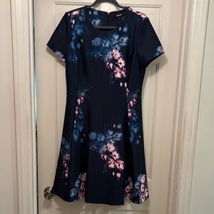 DKNY Navy Dress with Pink and Blue Floral Design